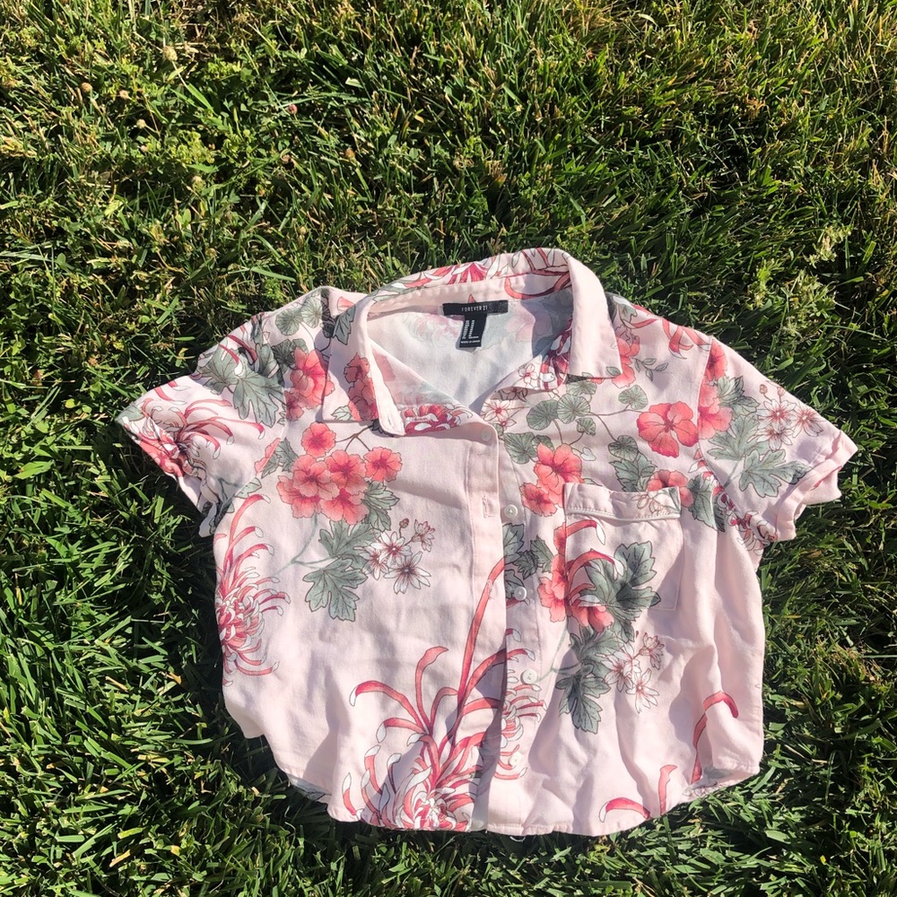 Pink Flowers Button down